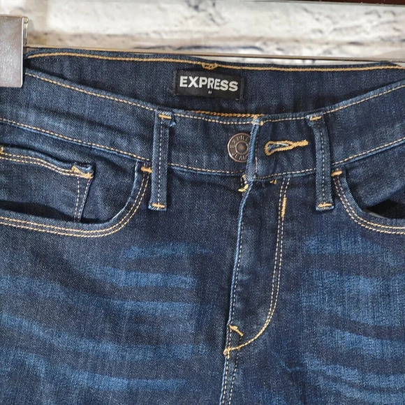 EXPRESS Womens 4 Ankle Legging Mid Rise Jeans Dark Wash Denim No Distressing - Picture 2 of 6